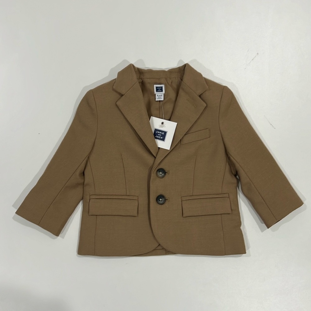 NWT Janie and Jack wool blazer, size 6-12m, camel color.